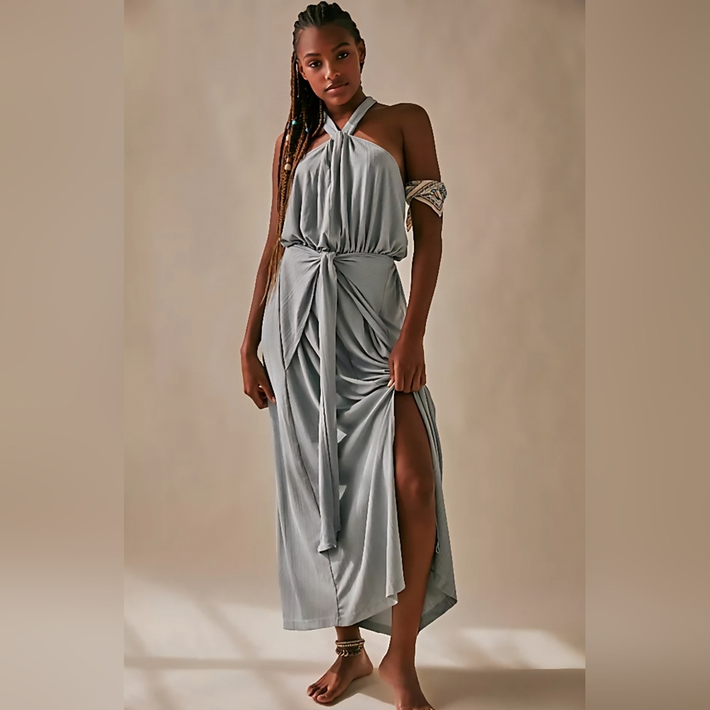 Free People Golden Days Maxi Dress Light Blue